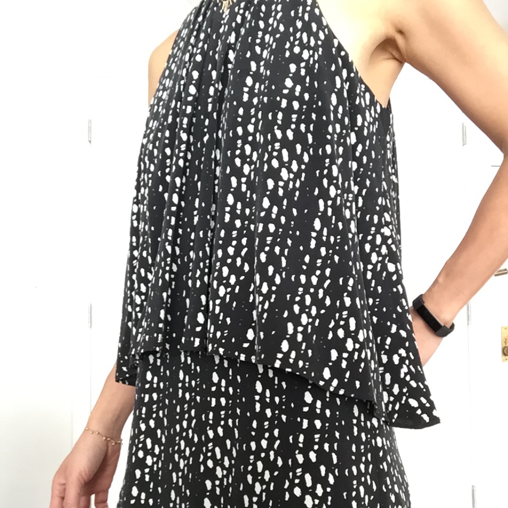 Joie Everla 100% Silk Dress Xs Black White Dots Layered A-Line Elegant Comfy